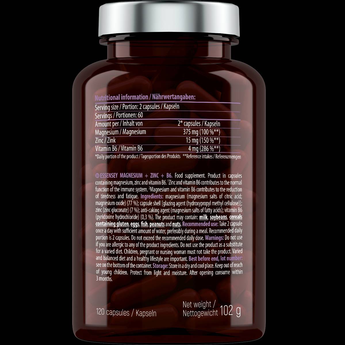 Magnesium + Zinc + B6 - 120 капсули - Feel You