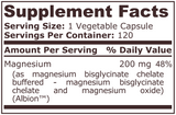 MAGNESIUM BISGLYCINATE - 120 Vegetable Capsules