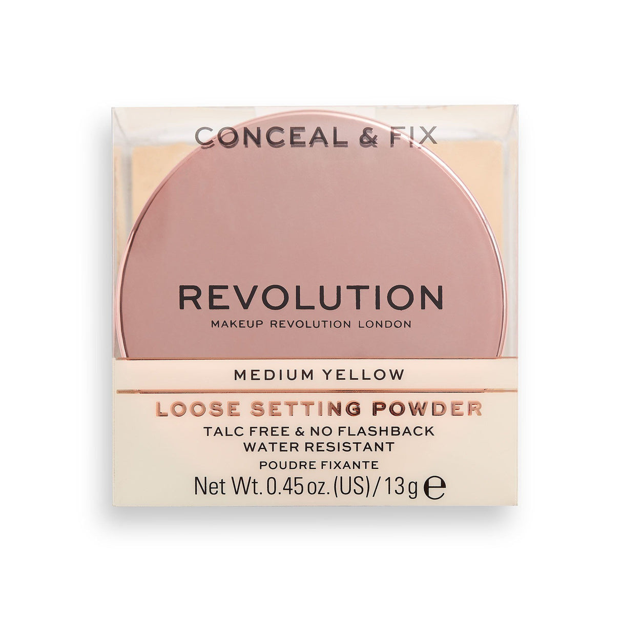 Makeup Revolution, Conceal & Fix, Vegan, Loose Setting Powder, Medium Yellow, 13 g - Feel You