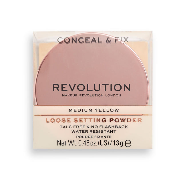 Makeup Revolution, Conceal & Fix, Vegan, Loose Setting Powder, Medium Yellow, 13 g - Feel You