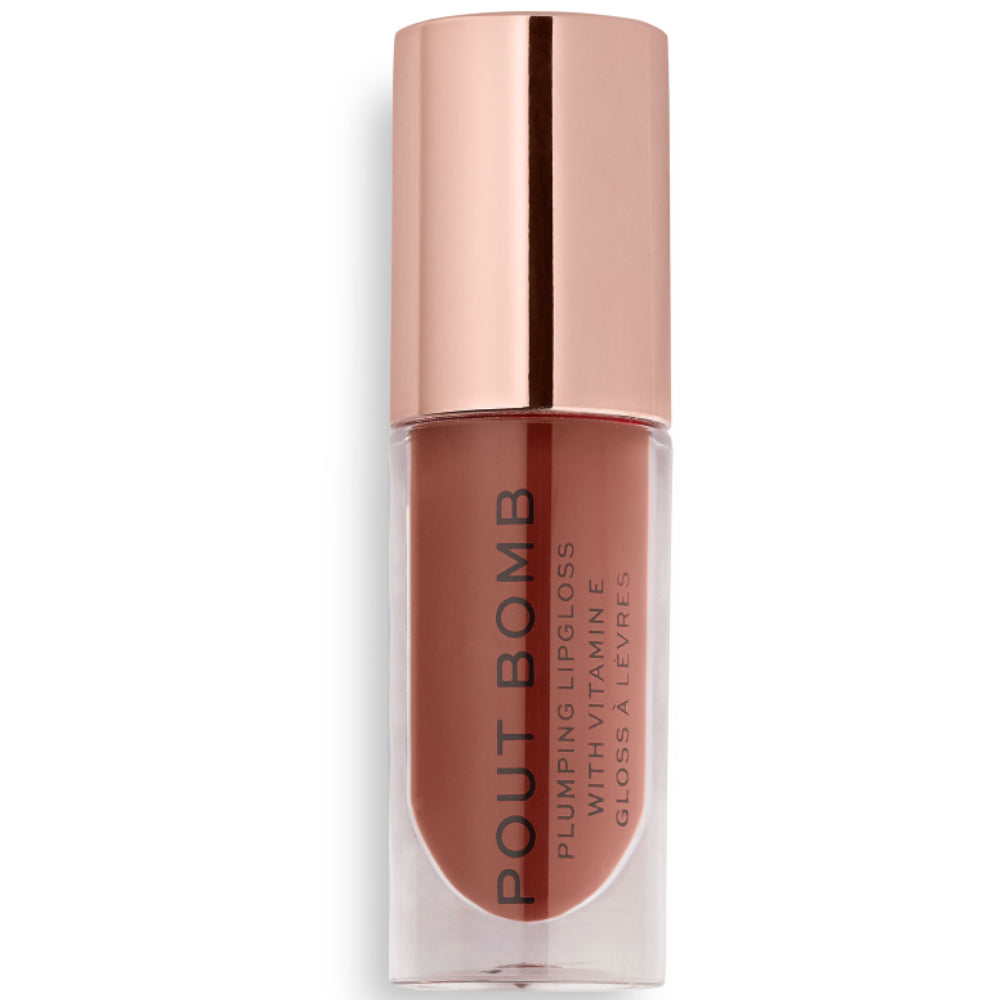 Makeup Revolution, Pout Bomb, Vitamin E, Plumping, Lip Gloss, Cookie Deep Nude, 4.6 ml - Feel You