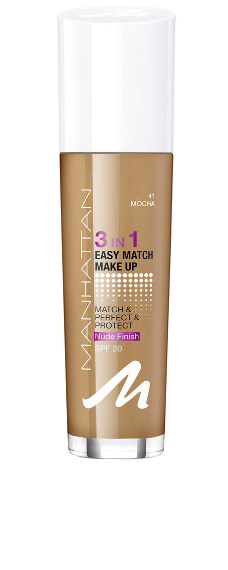Manhattan, Easy Match 3 In 1, Liquid Foundation, 41, Mocha, SPF 20, 30 ml - Feel You
