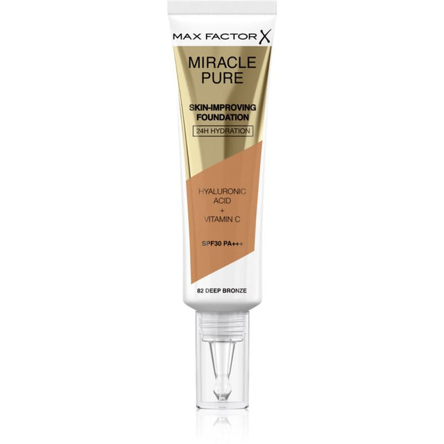 Max Factor, Miracle Pure, Liquid Foundation, 82, Deep Bronze, SPF30, 30 ml - Feel You