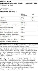 Max Strength Glucosamine Sulphate | Plus Chondroitin, MSM and Collagen - 180 Таблетки - Feel You