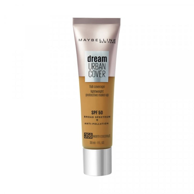 Maybelline, Dream Urban Cover, Full Cover, Cream Foundation, 356, Warm Coconut, SPF 50, 30 ml - Feel You