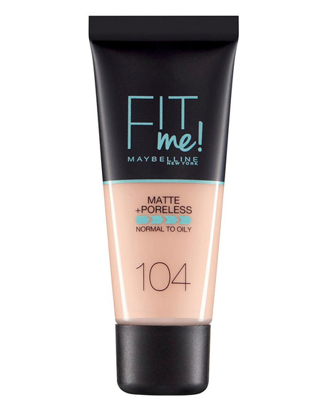Maybelline, Fit Me Matte + Poreless, Liquid Foundation, 104, Soft Ivory, 30 ml - Feel You