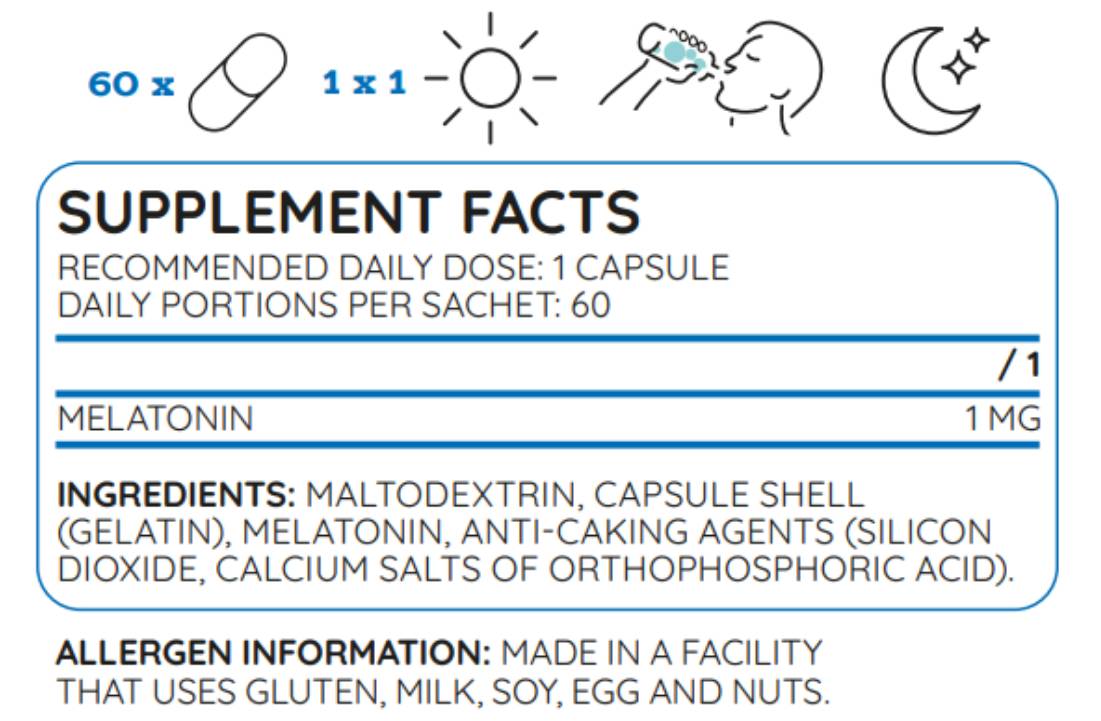 Melatonin 1 mg - 60 капсули - Feel You
