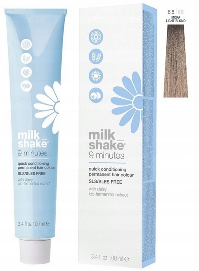 Milk Shake, 9 Minutes, Amino Acid Complex, Permanent Hair Dye, 8.8 Moka Light Blond, 100 ml - Feel You