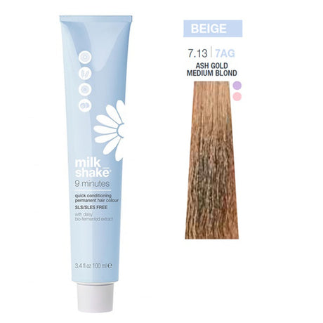 Milk Shake, 9 Minutes, Permanent Hair Dye, 7.13 Biondo Cenere Dorato, 100 ml - Feel You