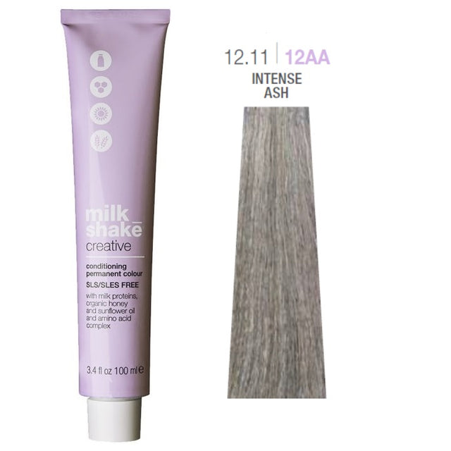 Milk Shake, Creative, SLS/SLES-Free, Permanent Hair Dye, 12.1112AA Intense Ash, 100 ml - Feel You