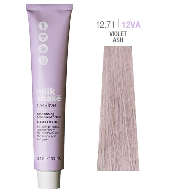 Milk Shake, Creative, SLS/SLES-Free, Permanent Hair Dye, 12.7112VA Violet Ash, 100 ml - Feel You