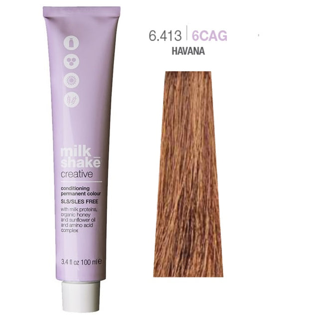 Milk Shake, Creative, SLS/SLES-Free, Permanent Hair Dye, 6.4136CAG Havana, 100 ml - Feel You