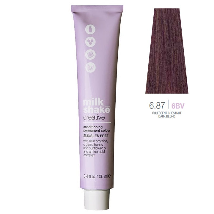 Milk Shake, Creative, SLS/SLES-Free, Permanent Hair Dye, 6.876BV Iridescent Chestnut Dark Blond, 100 ml - Feel You