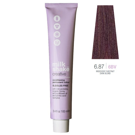 Milk Shake, Creative, SLS/SLES-Free, Permanent Hair Dye, 6.876BV Iridescent Chestnut Dark Blond, 100 ml - Feel You