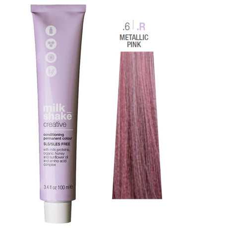 Milk Shake, Creative, SLS/SLES-Free, Permanent Hair Dye, .6.R Metallic Pink, 100 ml - Feel You