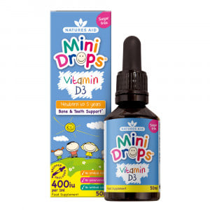 Mini Drops Витамин D3 капки за бебета и деца 50ml, Natures Aid - Feel You
