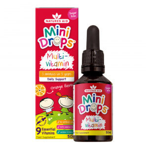 Мултивитаминни капки за деца (Mini Drops Multi-vitamin) 50мл NaturesAid - Feel You