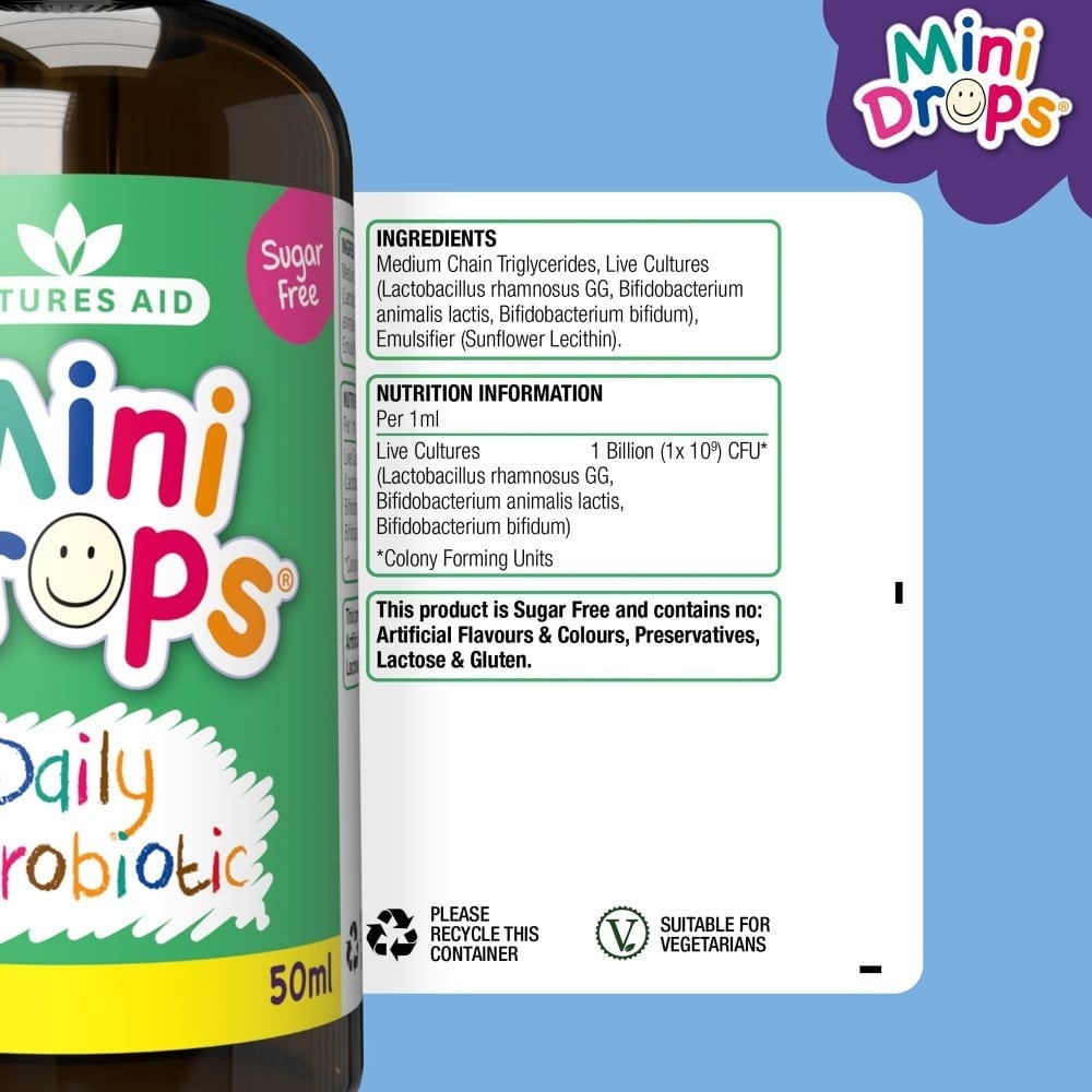 Mini Drops Пробиотик за Бебета и Малки Деца, Natures Aid 50 ml - Feel You