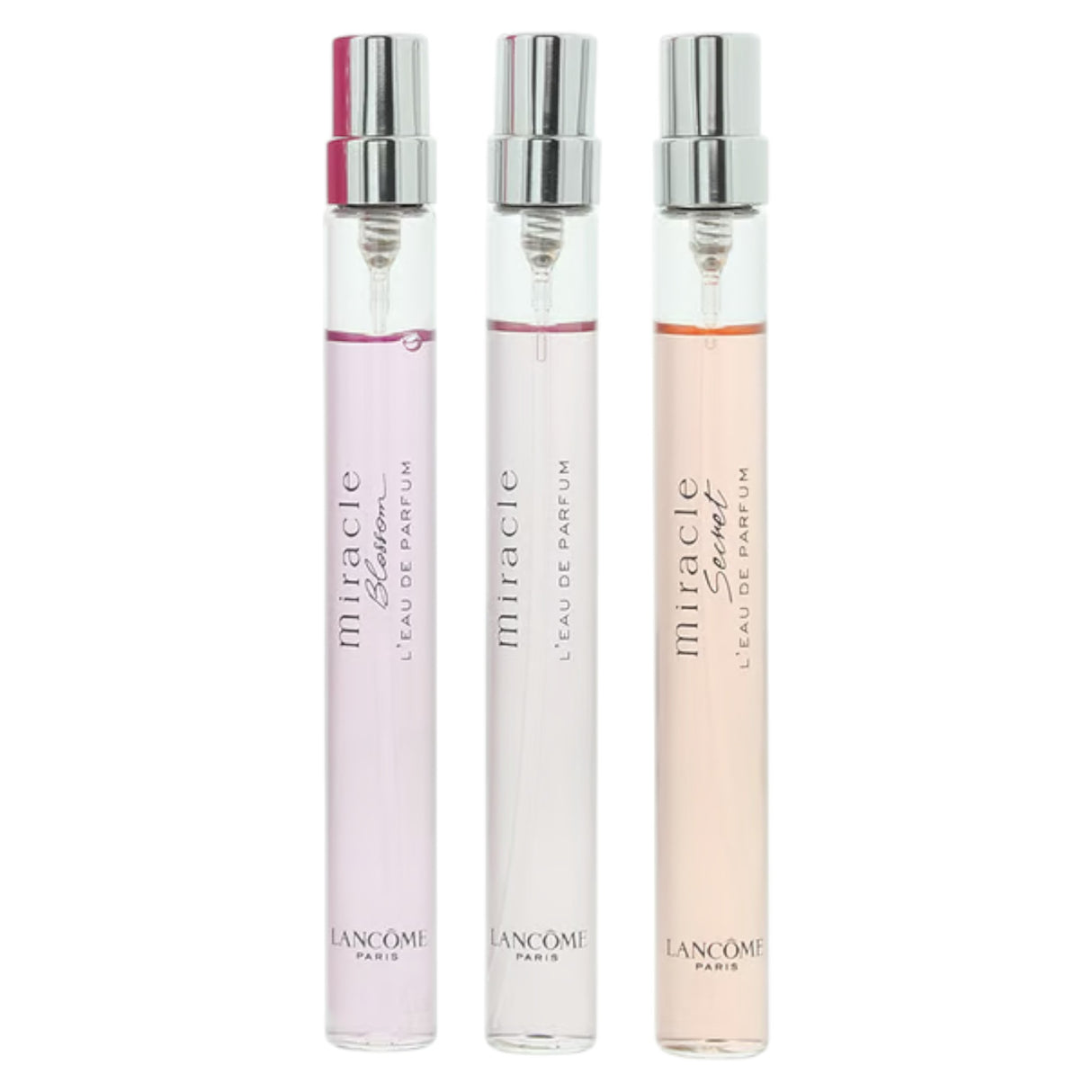 Miracle Set Lancome: Miracle Blossom, Eau De Parfum, For Women, 10 ml + Miracle, Eau De Parfum, For Women, 10 ml + Miracle Secret, Eau De Parfum, For Women, 10 ml - Feel You