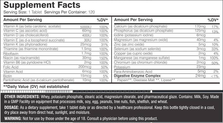 Multi Vitamin | Advanced Daily Formula - 120 Таблетки - Feel You