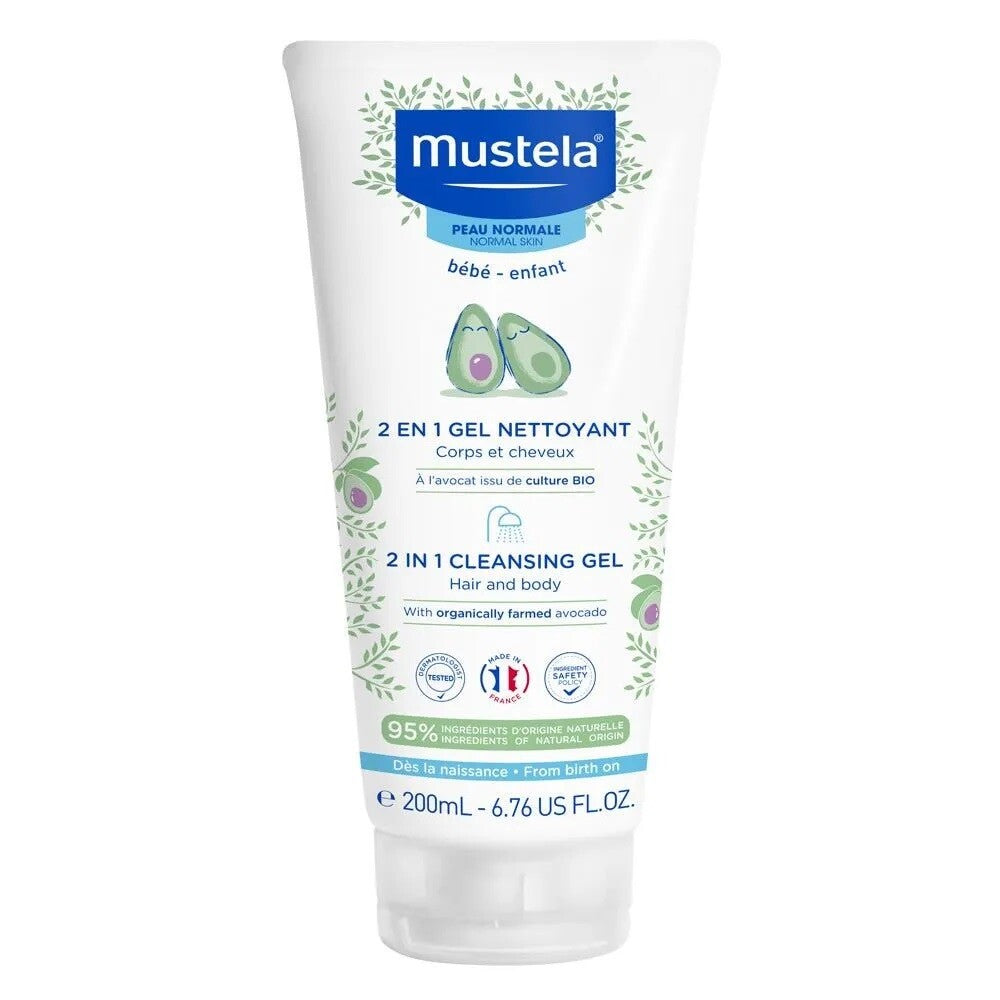 Mustela, 2 In 1, Avocado, Gentle Cleansing, Cleansing Gel, For Face & Hair, 200 ml - Feel You