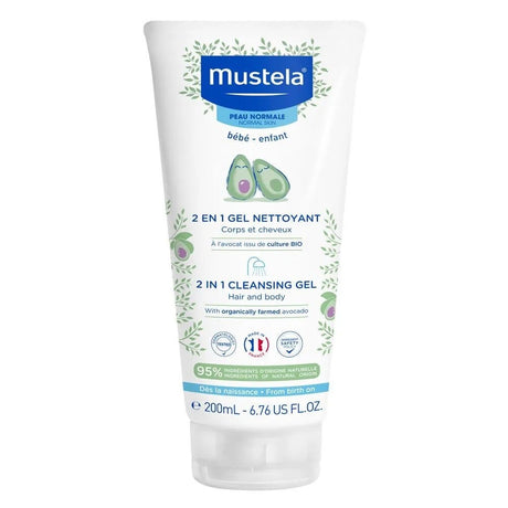 Mustela, 2 In 1, Avocado, Gentle Cleansing, Cleansing Gel, For Face & Hair, 200 ml - Feel You