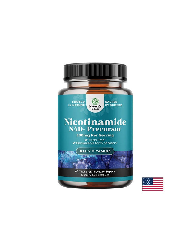 Никотинамид (NAD+ прекурсор) – Клетъчна енергия и фокус, 500 mg, 60 капсули - Feel You