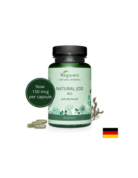 Natural Jod Bio Aus Kelpalge/ Натурален йод от био водорасли, 180 капсули, 100% Vegan Vegavero - Feel You