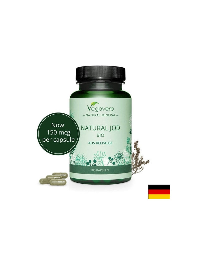 Natural Jod Bio Aus Kelpalge/ Натурален йод от био водорасли, 180 капсули, 100% Vegan Vegavero - Feel You