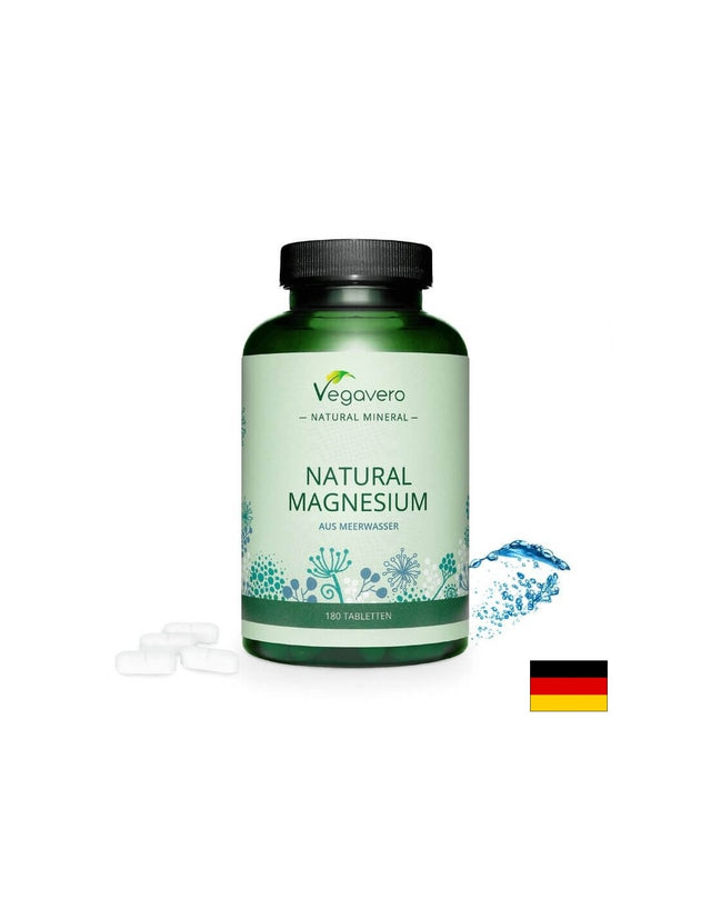 Natural Magnesium/ Натурален морски магнезий, 180 таблетки, 100% Vegan Vegavero - Feel You