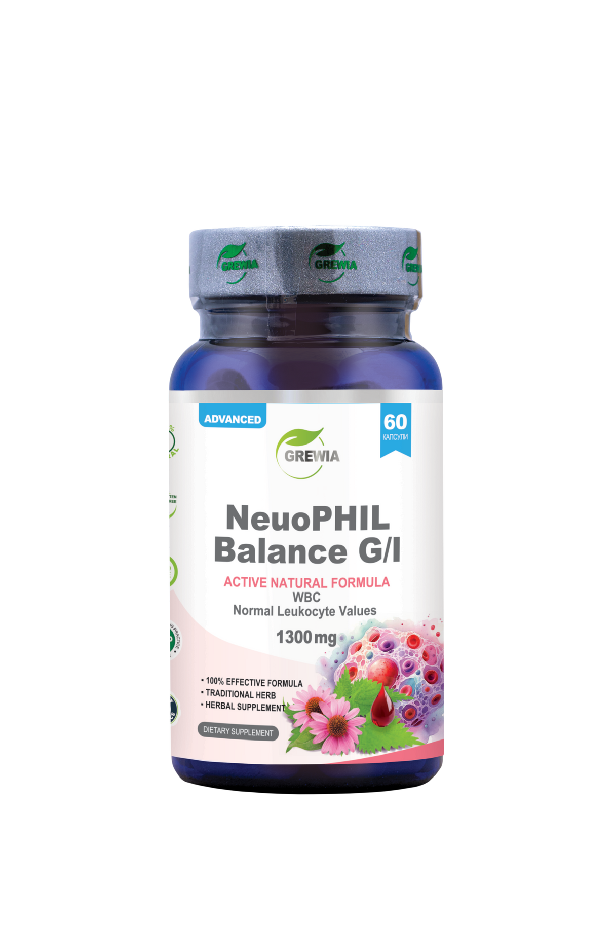NeuoPHIL Balance G/I Aktivna Naturalna Formula – 1300 mg Dnevna Dosa, Herbal Supplement 60 Caps. - Feel You