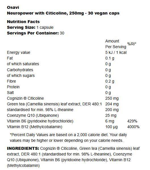 Neuropower with Citicoline - 30 капсули - Feel You