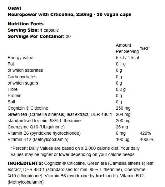 Neuropower with Citicoline - 60 капсули - Feel You