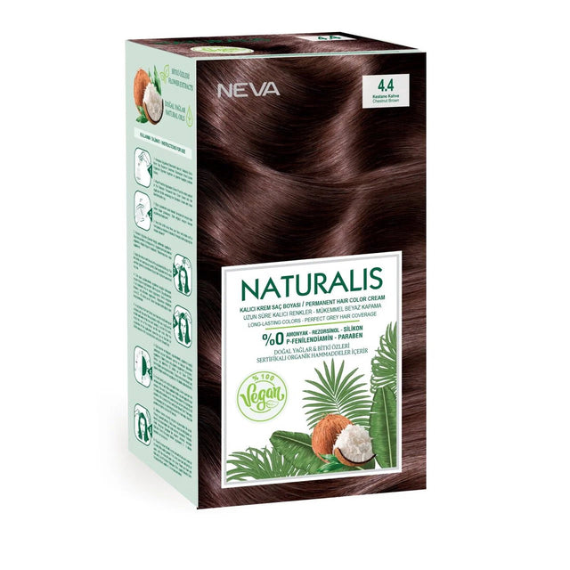 Neva, Naturalis, Permanent Hair Dye, 4.4 Chestnut Brown, 150 ml - Feel You