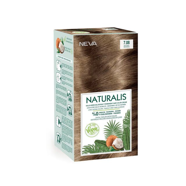 Neva, Naturalis, Permanent Hair Dye, 7.08 Sand Blonde, 150 ml - Feel You