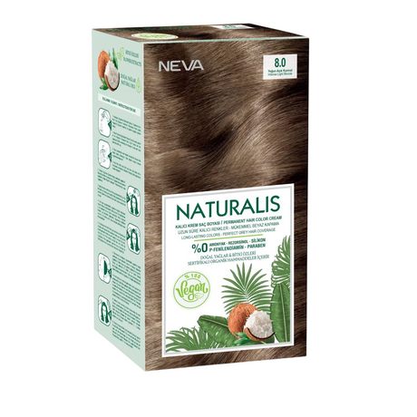 Neva, Naturalis, Permanent Hair Dye, 8.0 Intense Light Blonde, 150 ml - Feel You