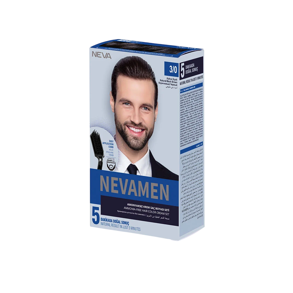 Neva, Nevamen, Permanent Hair Dye, 3/0 Natural Dark Brown, 150 ml - Feel You