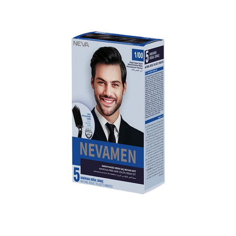 Neva, Nevamen, Semi-Permanent Hair Dye, 1/00 Natural Intense Black, 150 ml - Feel You