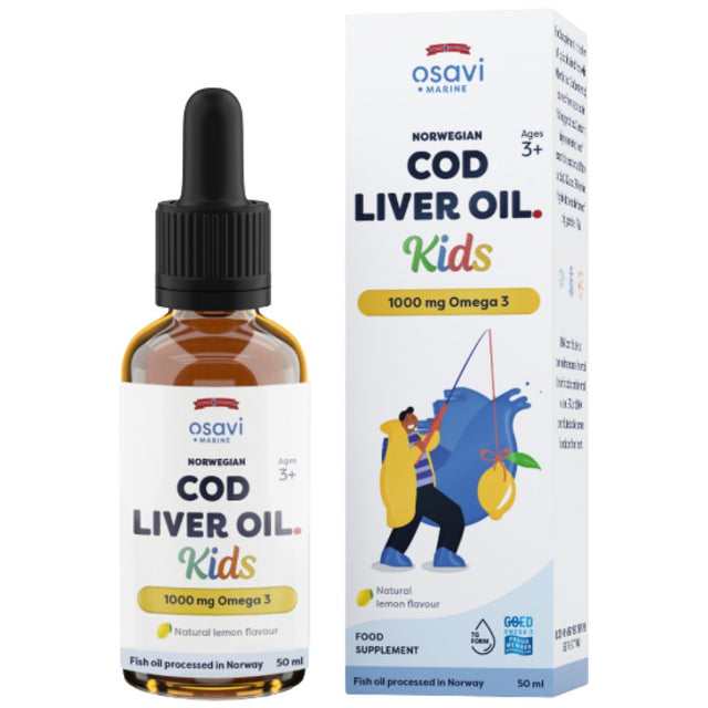 Norwegian Cod Liver Oil Kids | Lemon Flavored Liquid Omega Drops - 50 мл - Feel You