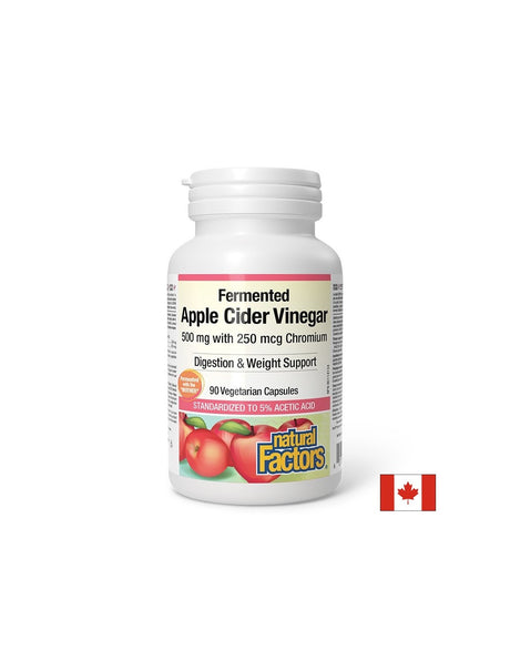 Ябълков Oцет 500 mg + Хром Пиколинат 250 µg, 90 V капсули - Natural Factors - Feel You