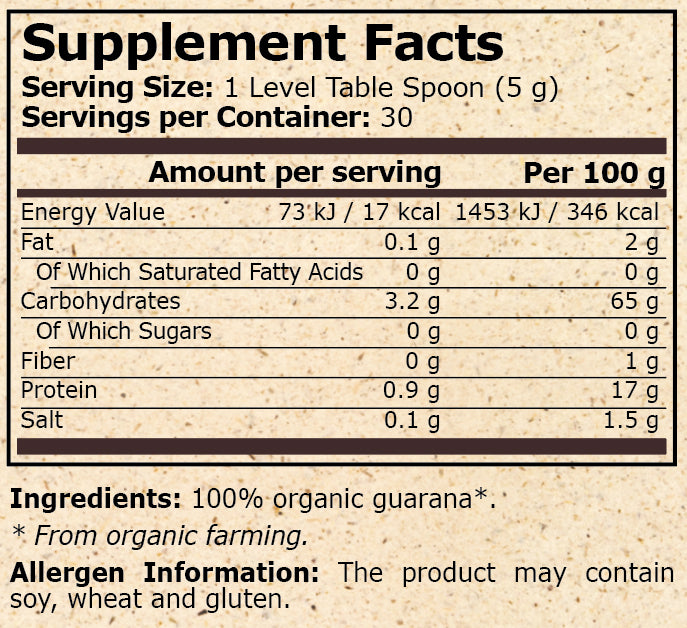 ORGANIC GUARANA - 150 g - Feel You