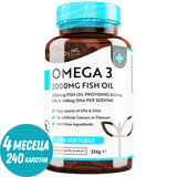 Omega 3 2000 mg /EPA 660 mg, DHA 440 mg/ Pure Fish Oil /240 капсули, 120 дози/ Nutravita - Feel You