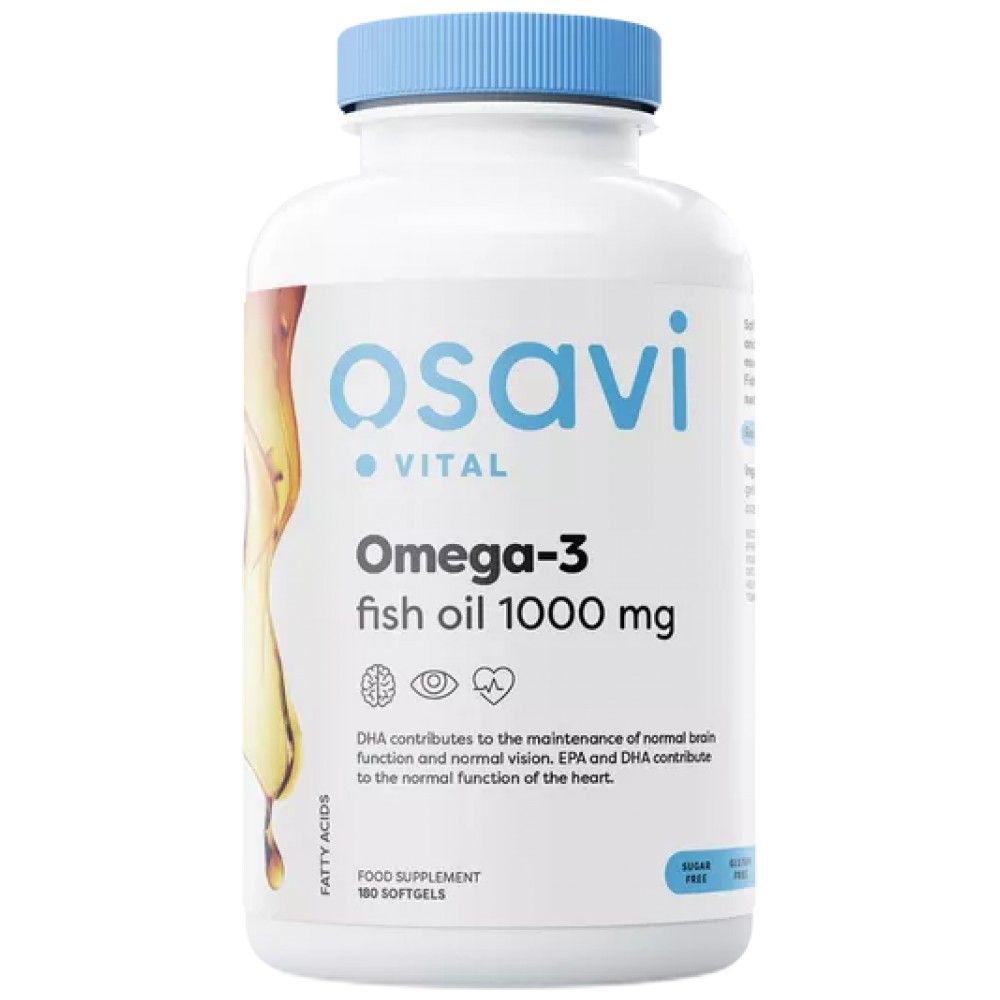 Omega 3 Fish Oil 1000 mg | Molecularly Distilled - 180 Гел капсули - Feel You