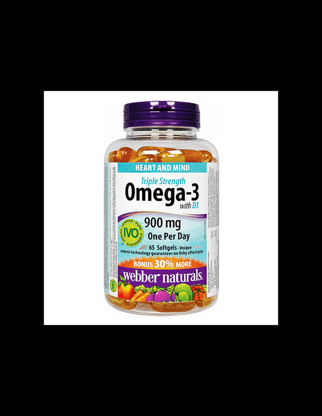 Omega-3 Triple Strength + Vitamin D3 - Омега-3 (тройна концентрация) + Витамин D3 1000 IU, 65 софтгел капсули - Feel You