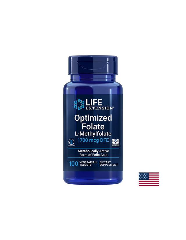 Optimized Folate (L-Methylfolate)/ Фолиева киселина (л-метилфолат) х 100 таблетки - Feel You