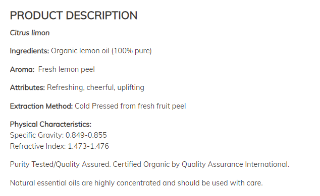 Био масло от лимон - Oragnic Lemon Oil - 30 ml - Feel You