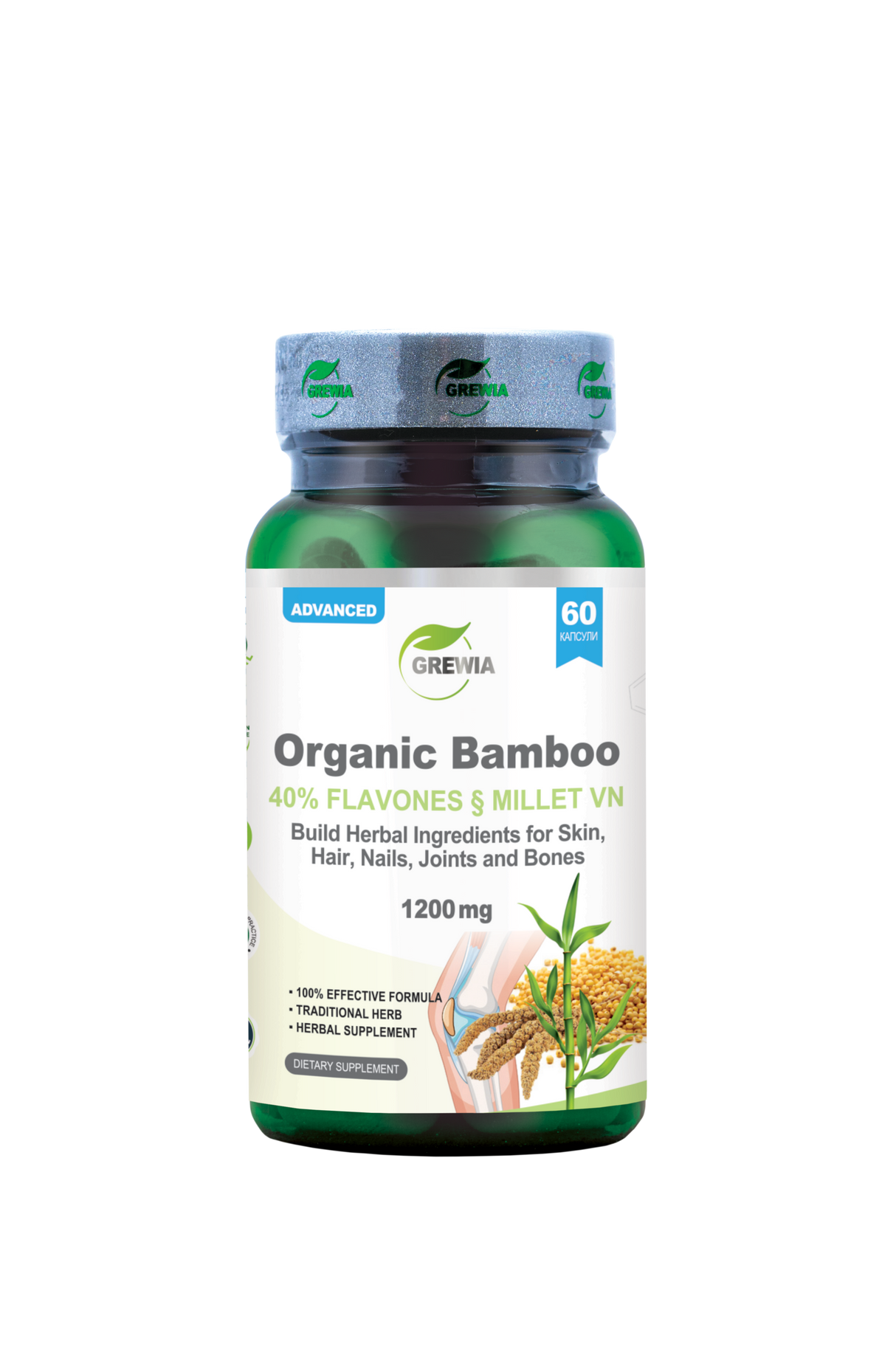 Organic Bamboo Flavones 40 Percent Millet VN Dietary Supplement 1200 mg 60 Caps. - Feel You
