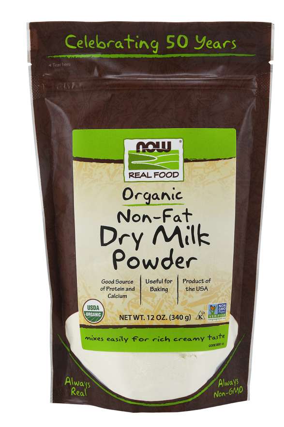 Organic Dry Milk With Protein & Calcium - NON FAT - 341 grams NOW Foods ...