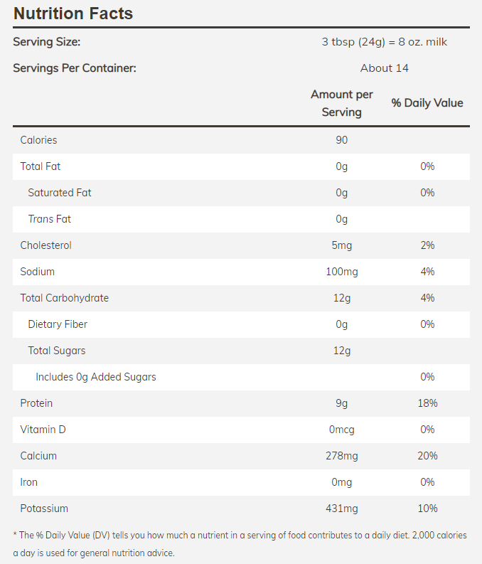 Organic Dry Milk With Protein & Calcium - NON FAT - 341 grams - Feel You