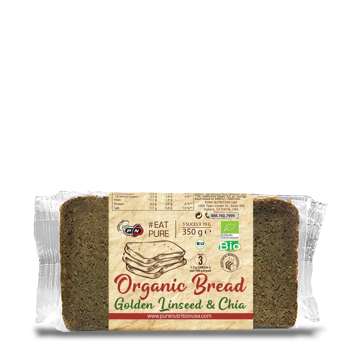 БИО хляб със златно ленено семе и чиа - 350 g